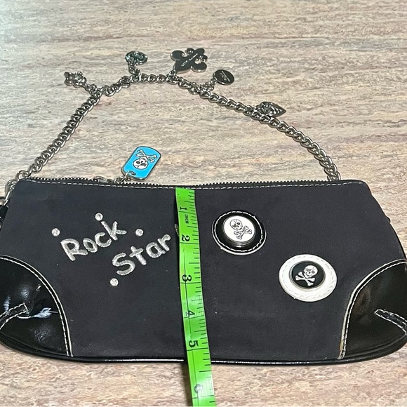 Kathy Van Zeeland rock star skull head small suede bag with charmed chain link - Picture 14 of 16